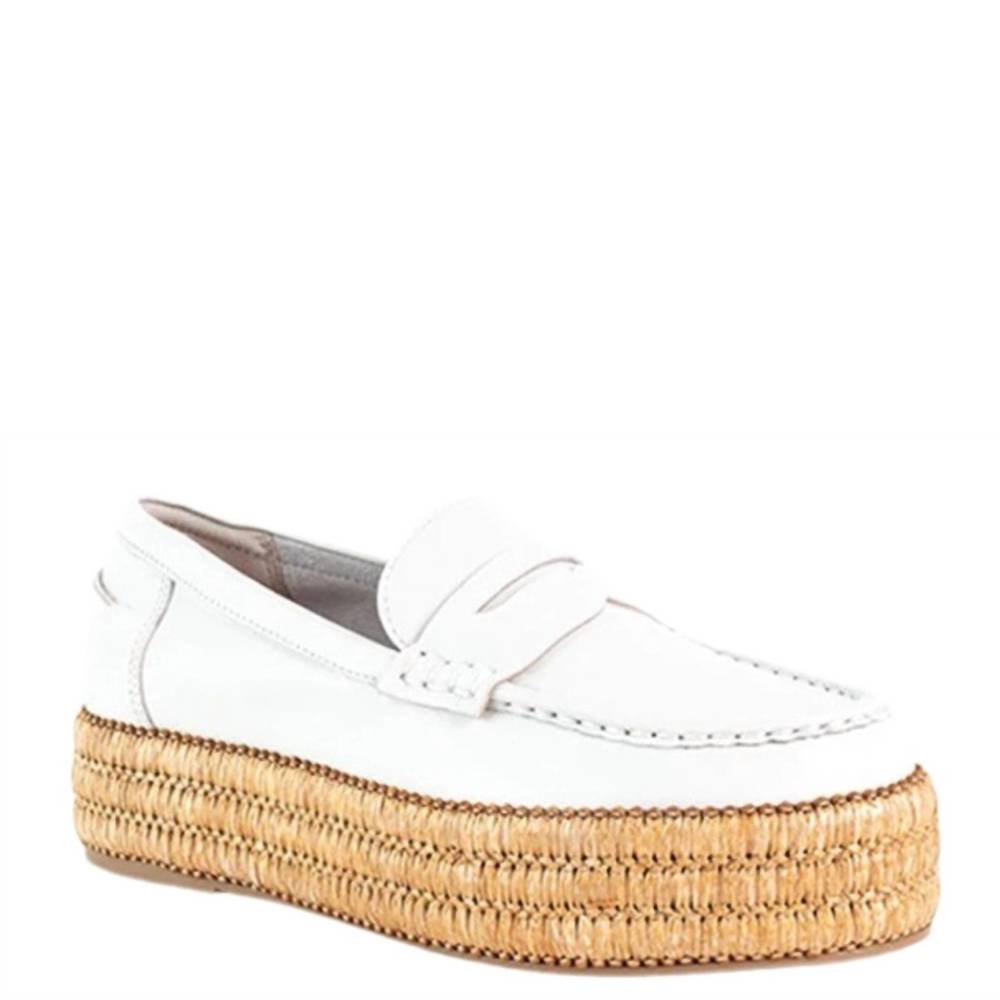CECELIA NEW YORK White Leather Platform Espadrille Loafer